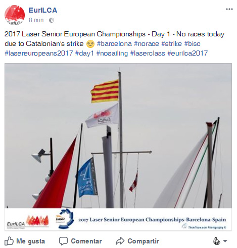 El Campeonato de Europa de Laser se suma a la huelga en Cataluña