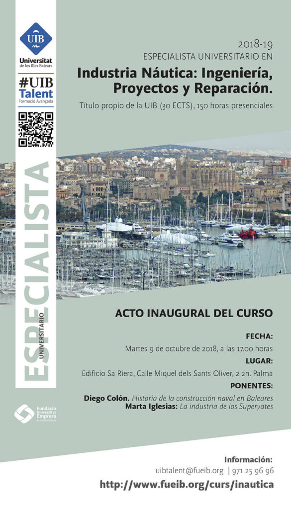 El rector de la UIB inaugurará el curso de especialista en náutica
