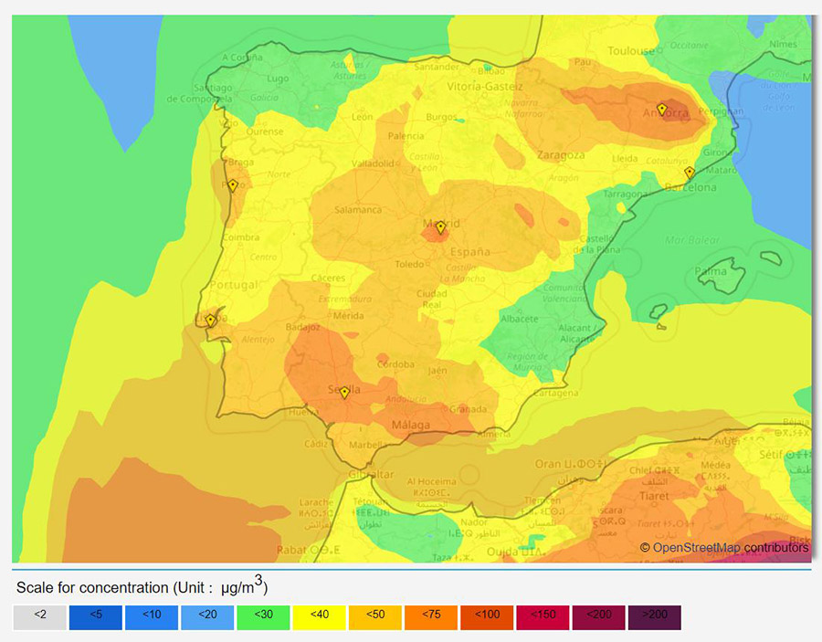 La irrupción de aire sahariano traerá altas concentraciones de polvo