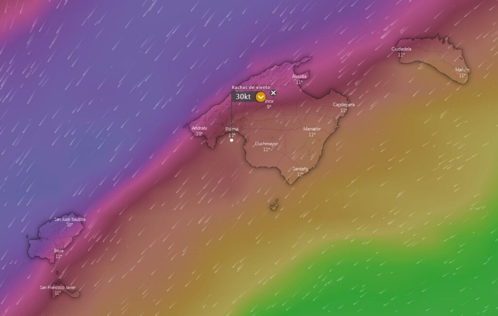 Parte meteo: Gregal muy fuerte en Baleares