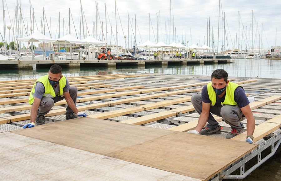 Comienza el montaje del Salón Náutico en el Puerto de Palma
