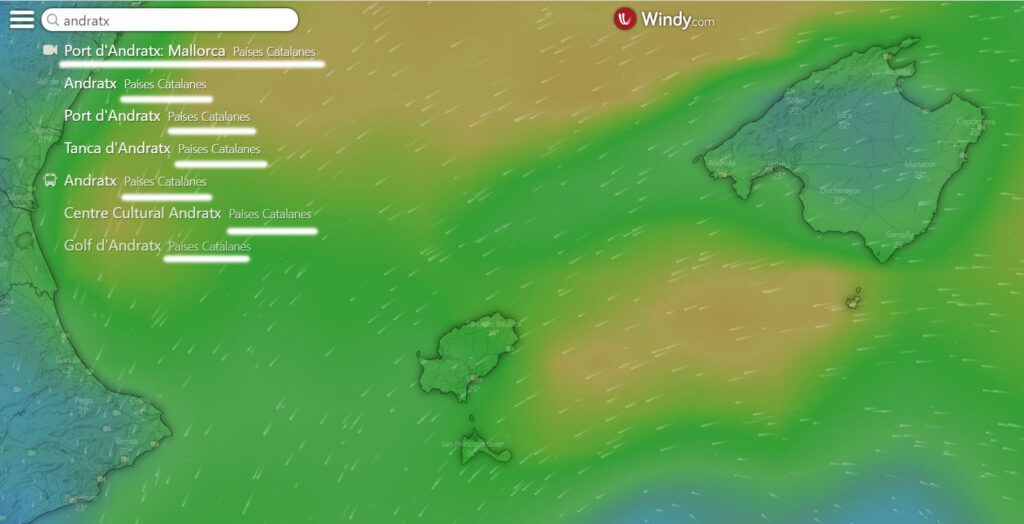 Windy sitúa las poblaciones de Baleares en los “Países Catalanes”