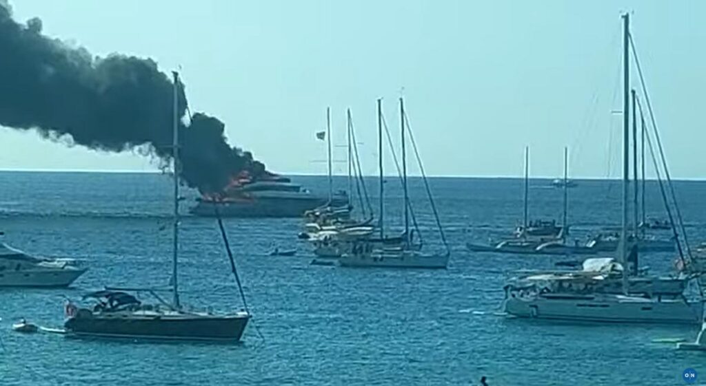 El yate de 25 millones que se quemó en Formentera se va a pique