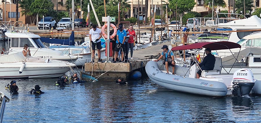 Los voluntarios se vuelcan en la limpieza del fondo de la Colonia de Sant Jordi
