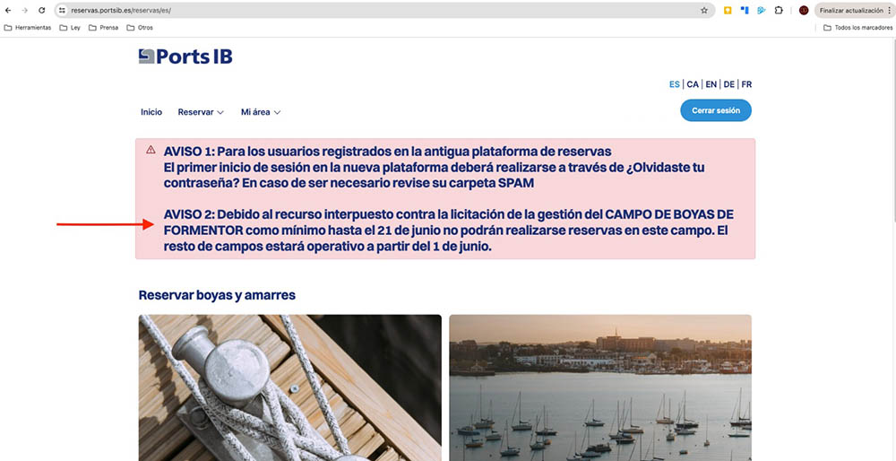 Un recurso de los navegantes paraliza las reservas de boyas en Formentor